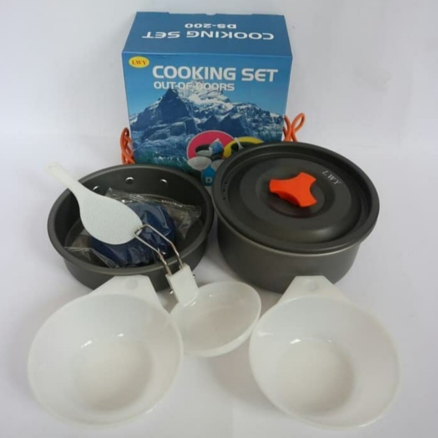 Nesting Cooking Set DS-200 Isi 2 Set / Alat Masak Camping Portable