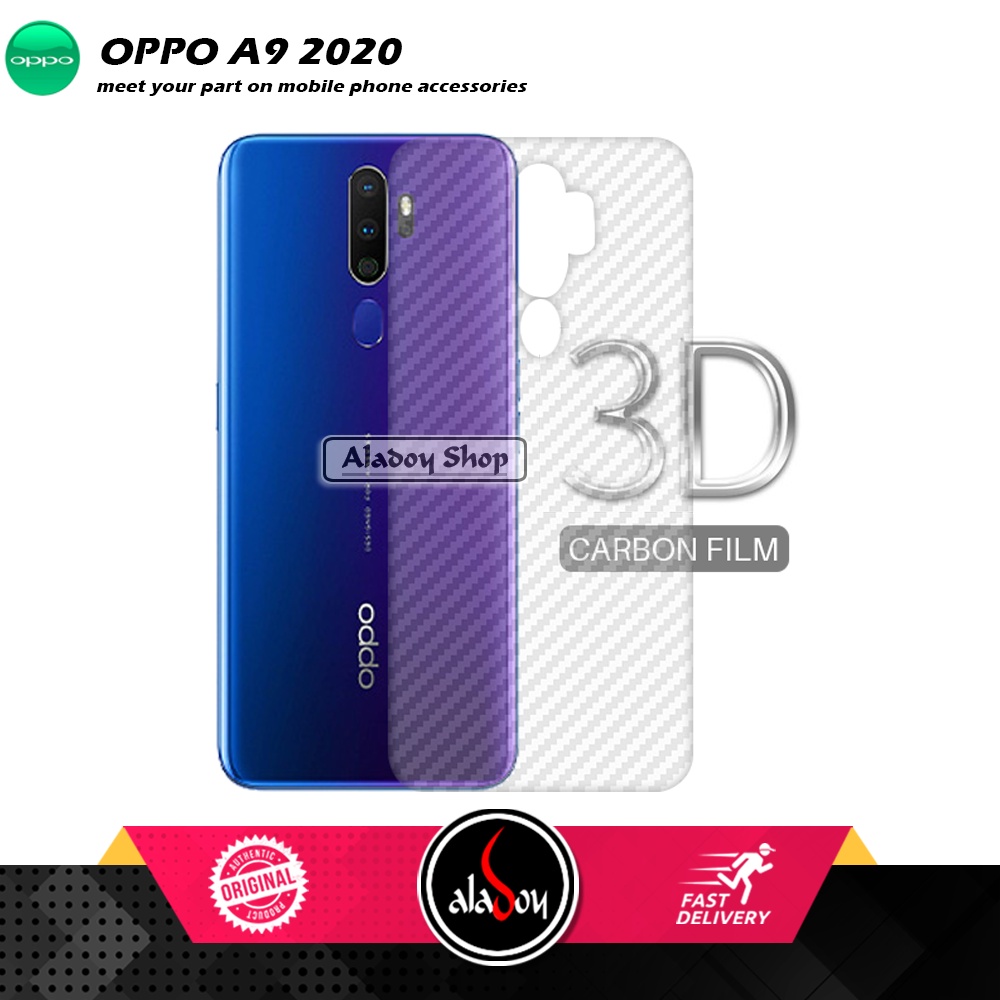 PAKET 3 IN 1 Tempered Glass Layar Oppo A9 2020 Free Tempered Glass Camera dan Skin Carbon