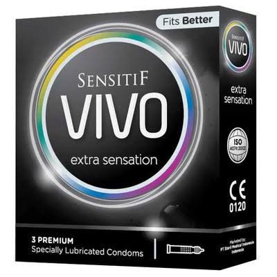 KONDOM VIVO EXTRA SENSATION BOX 3 PCS (PRIVASI AMAN)