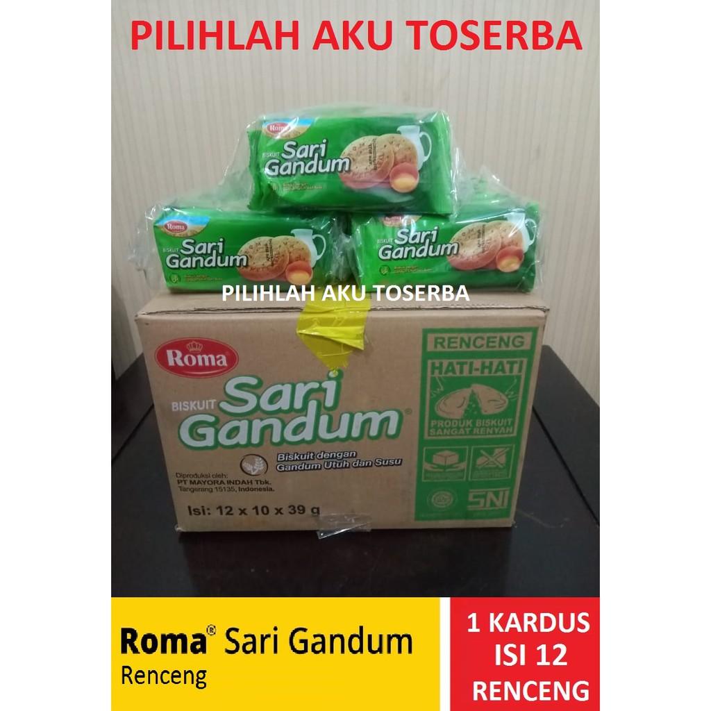 Biskuit Roma Sari Gandum Renceng 39 Gram - 1 KARDUS ISI 12 RENCENG