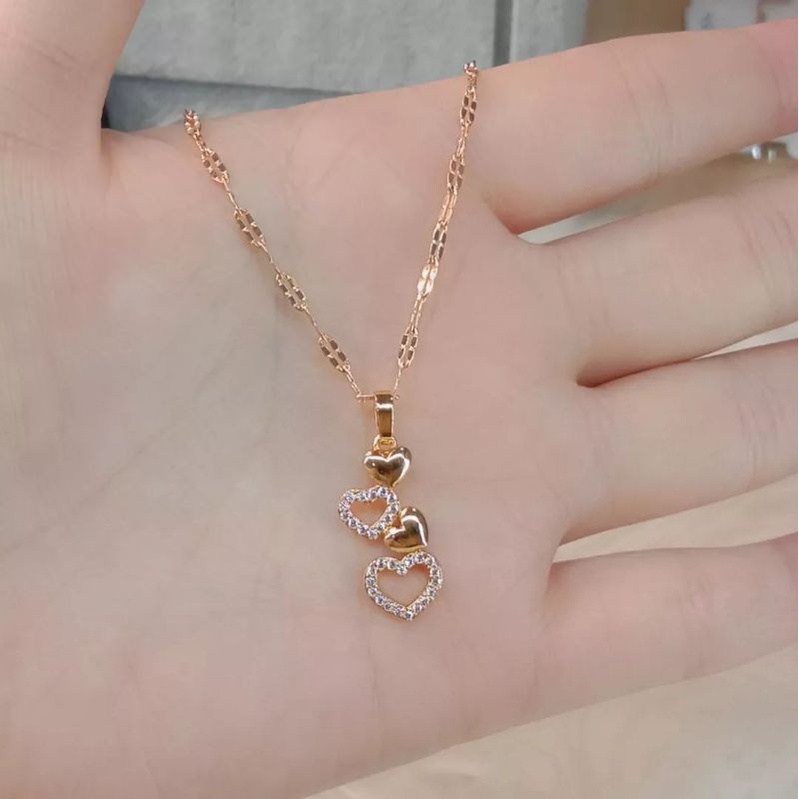 Kalung Titanium Wanita Anti Karat, Anti Alergi, Tahan Lama, Di jamin REALPICT 100% dan high quality, Pilih 1 dari 6 Variasi