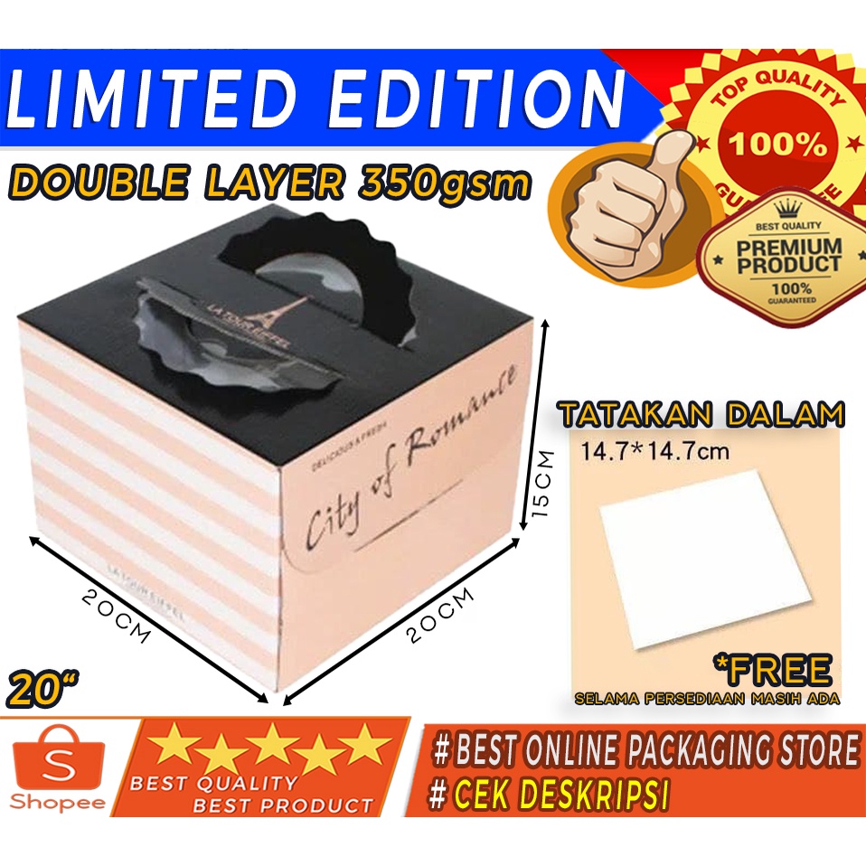 

DUS KUE KERTAS CANTIK UKURAN 20X20X15CM - JP2005