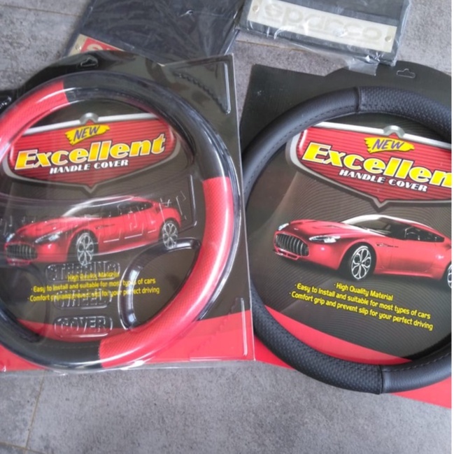 Sarung Cover Stir Setir Excellent uk &quot;M&quot; Diameter 38 cm aneka warna kombinasi untuk jenis mobil kecil Avanza, Xenia Ertiga,Inova, Picup dll