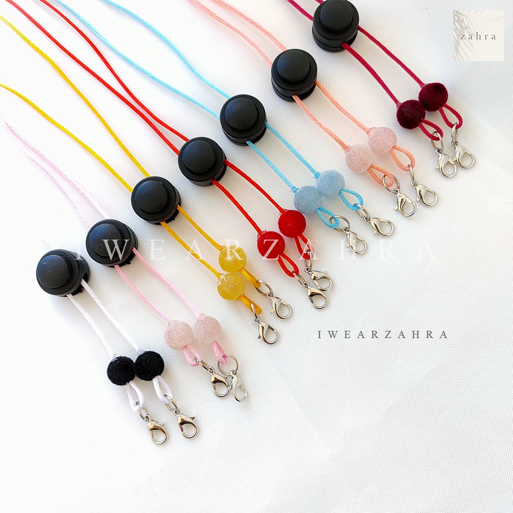 2in1 KONEKTOR VELVET + STOPPER - Kalung Tali Mask Gantungan Cantolan Kristal Konektor Pengait Strapm