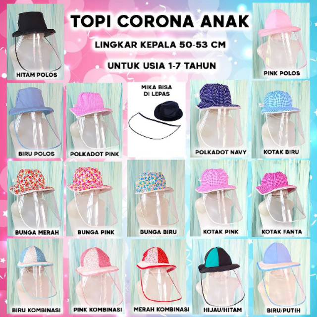 Topi anak anti corona virus face shield