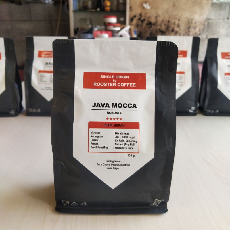 

Kopi Robusta Java Mocca 200 gr Petik Merah Biji atau Bubuk by Rooster Coffee Single Origin