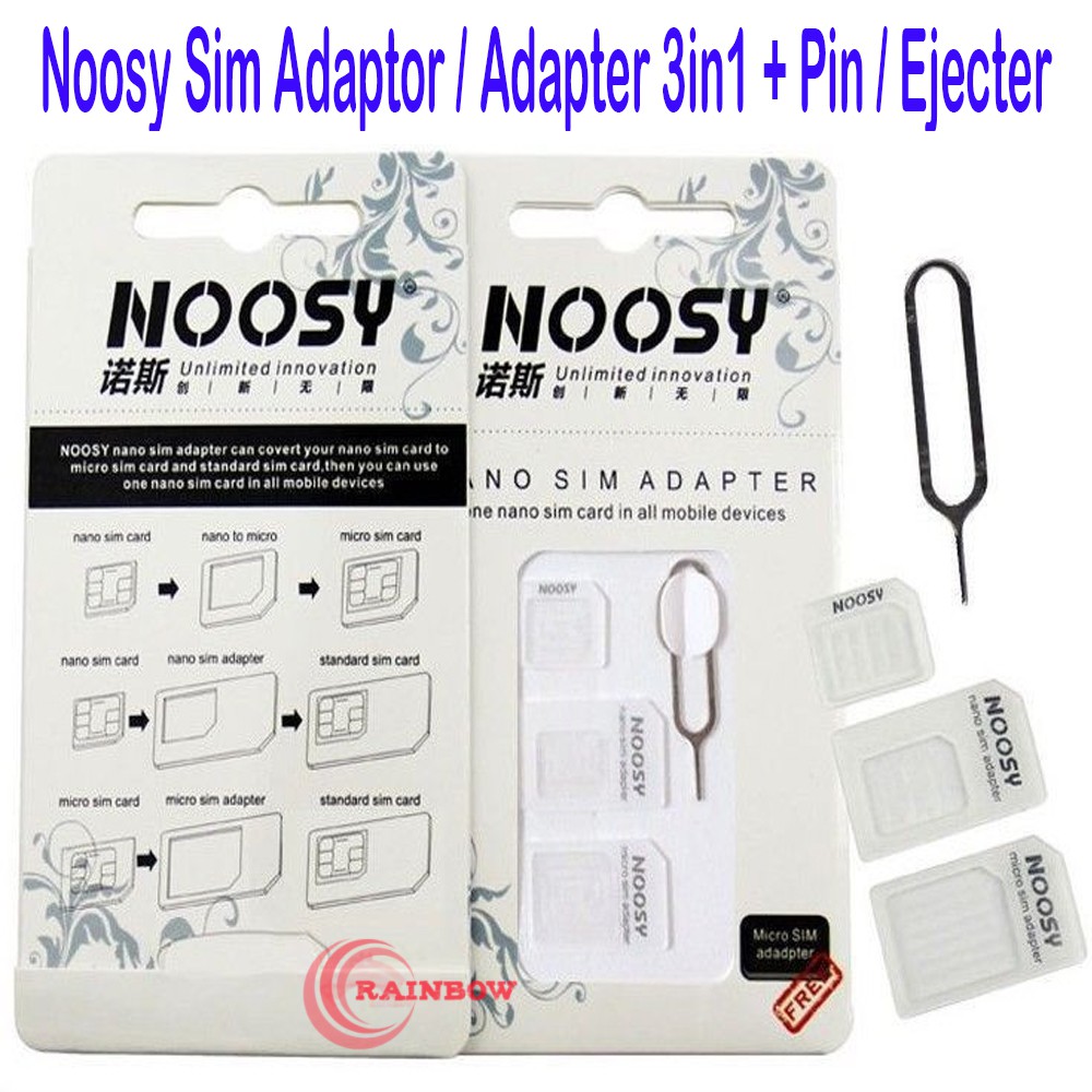 Noosy Sim Adaptor / Adapter 3in1 + Pin / Ejecter /Adapter Sim Noosy murah - warna ACAK/RANDOM