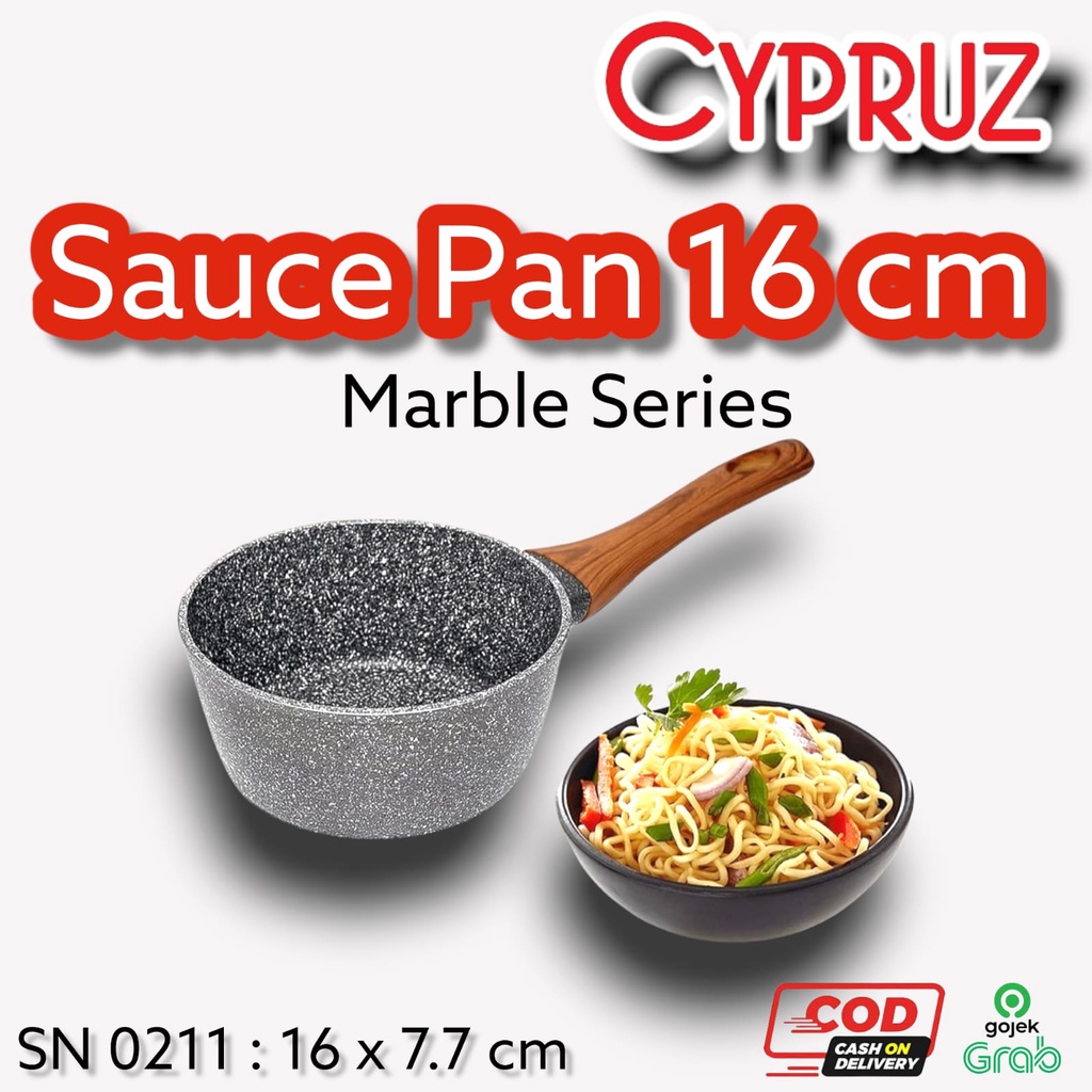 Sauce Pan Marbel CYPRUZ SN-0211 Induksi 16cm /   CYPRUZ SN-0211 panci penggorengan/panci penggorengan marble