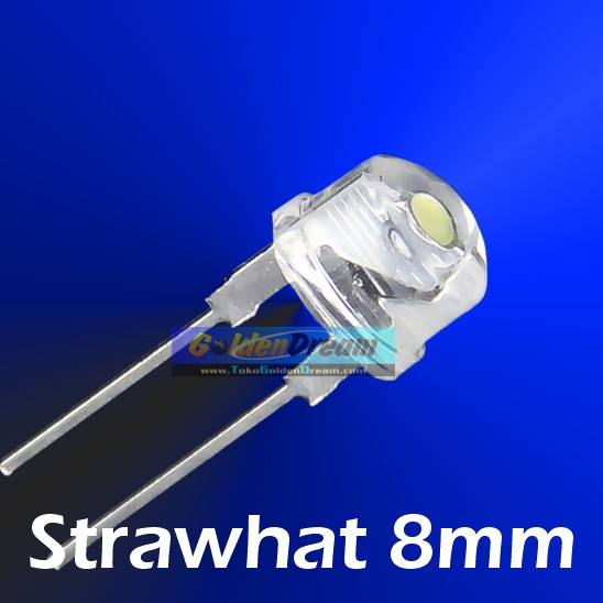 Lampu LED 8mm straw hat warna BIRU super terang F8 Blue strawhat