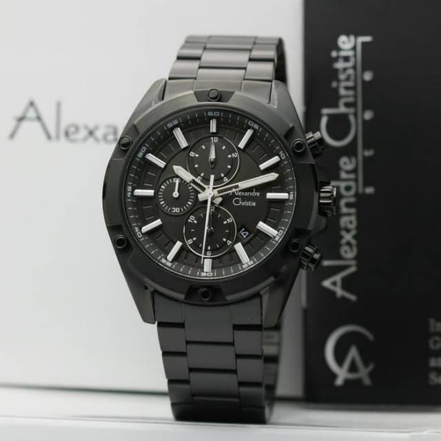 ALEXANDRE CHRISTIE AC6524 AC 6524 BLACK JAM TANGAN PRIA ORIGINAL