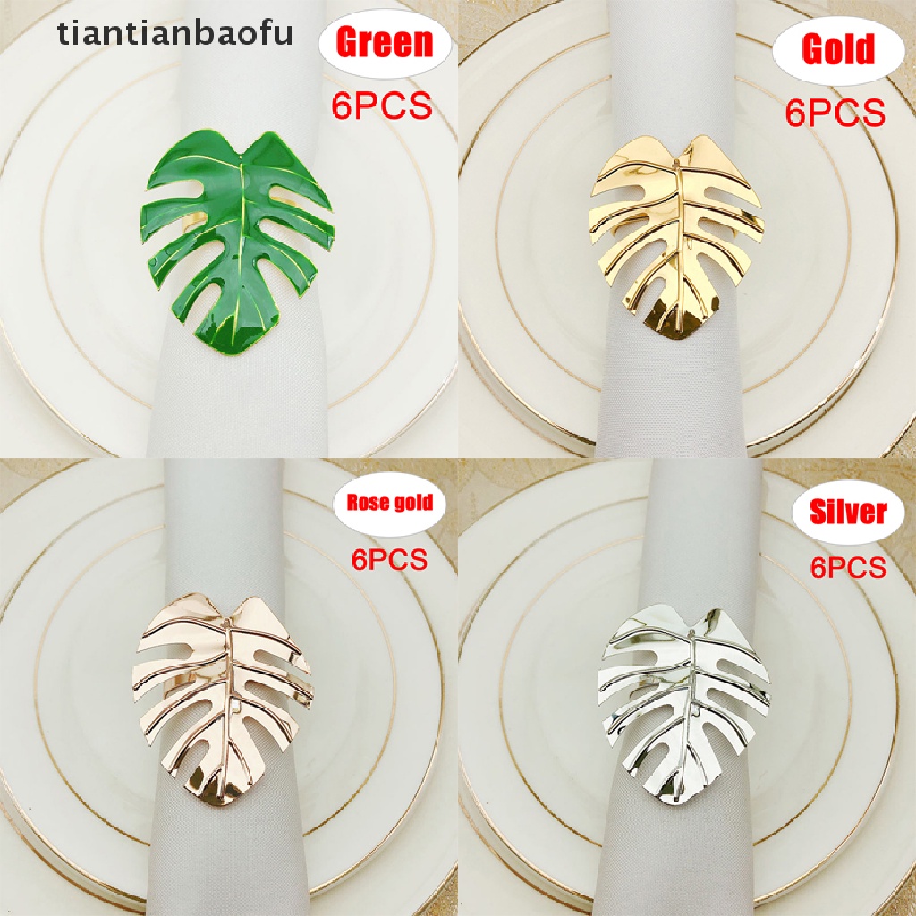 6 Pcs Cincin Holder Serbet Bentuk Daun Untuk Dekorasi Meja Pesta Pernikahan