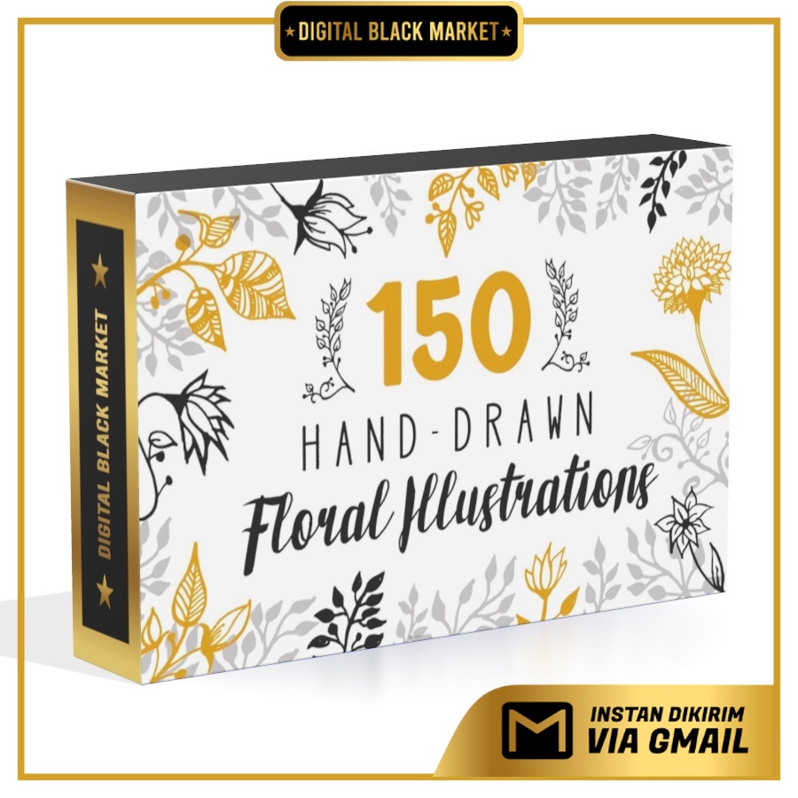 150 Hand-Drawn Floral Illustrations - Vector Designs