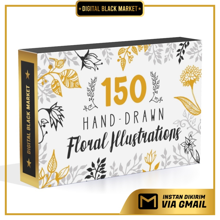 150 Hand-Drawn Floral Illustrations - Vector Designs