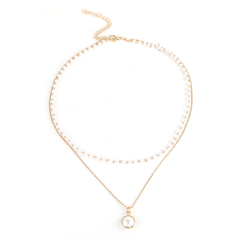Kalung Mutiara Double Layer Chain Choker Necklace Cute Romantic Women Pearl Pendant Necklaces Girl Jewelry Collar