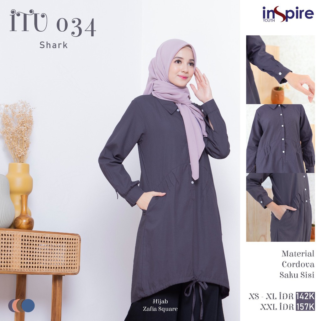 Inspire Tunik ITU 34 Bahan cordova Atasan Wanita Muslimah Baju Tunik Formal / Semiformal