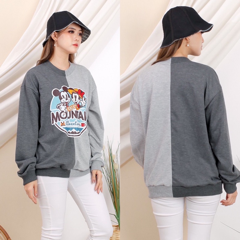MICKEY 2TONE GREY SWEATER