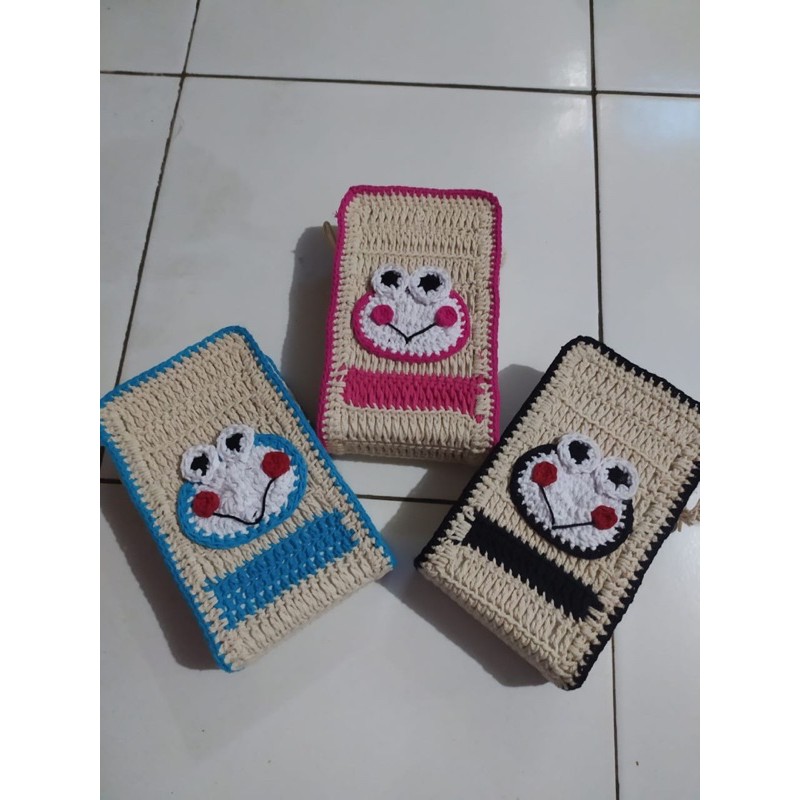 Tas HP Rajut Simple / Tas HP Rajut aneka karakter/ tas rajut slempang/ tas anak tas slempang