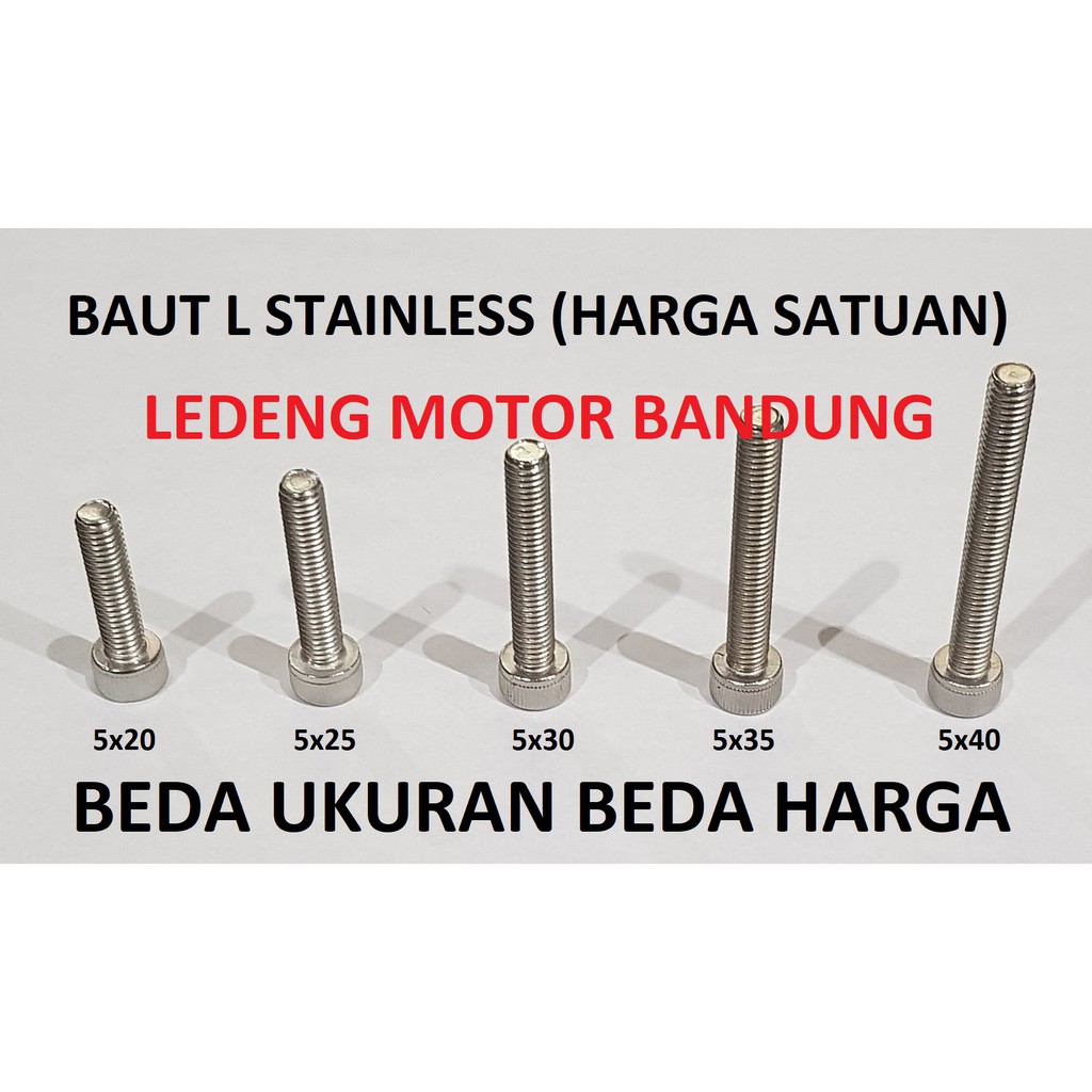 Baut L M5x20 Stainless Diameter 5mm Panjang 20mm