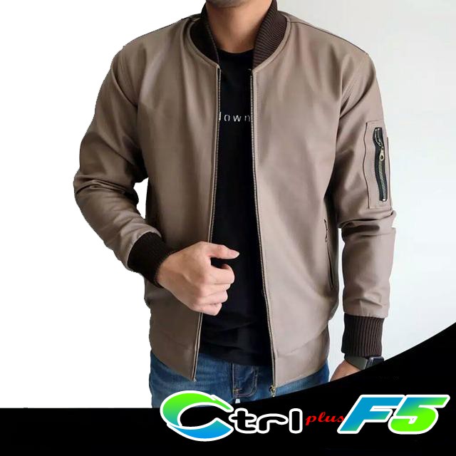 NEW Jaket Kulit Cowok Pria Trend 2021 Model Bomber Murah Distro Original 100% Mirip Kulit Asli !!