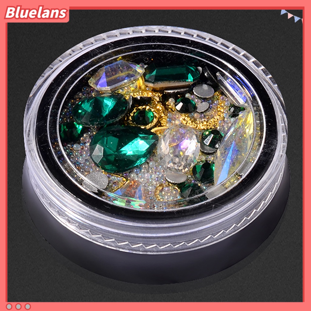 Bluelans Manik-Manik Berlian Imitasi 3D Warna-Warni Untuk Dekorasi Nail Art
