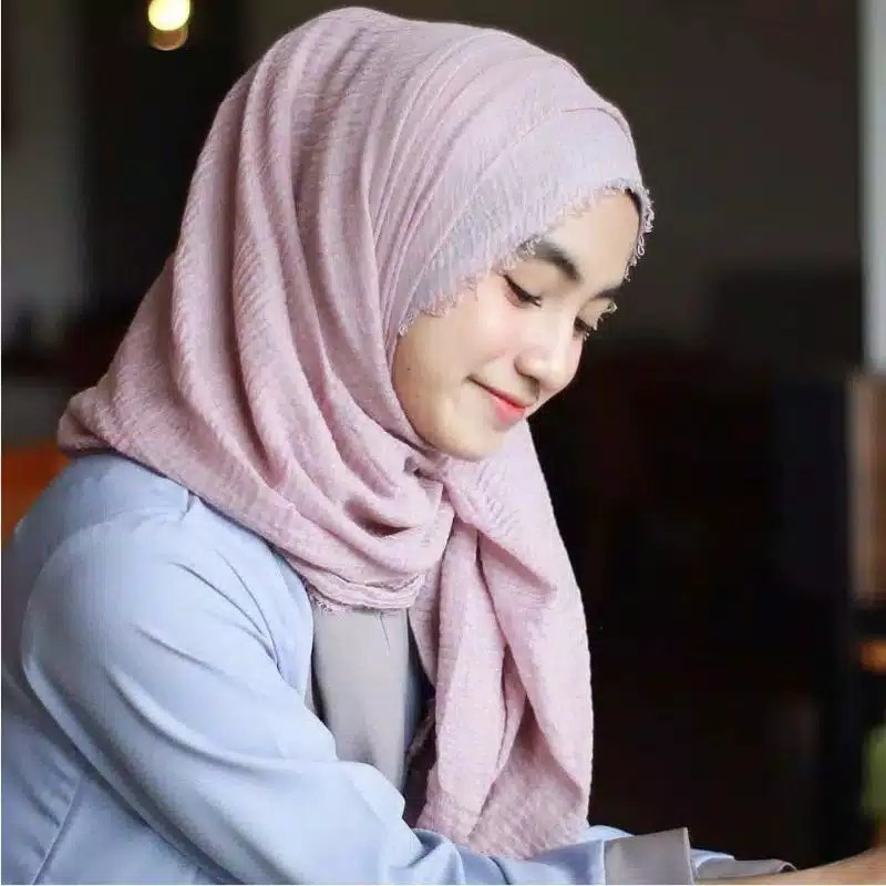 Termurah Pashmina Crinkle Azara / Pashmina Crinkle / Crinkle Azara-Baby pink