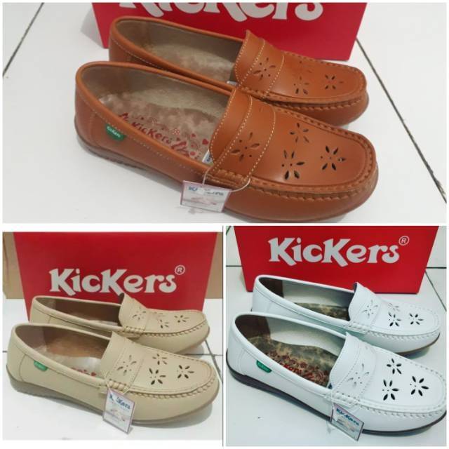  Sepatu  kickers  slip on wanita  cewek selop flat formal 