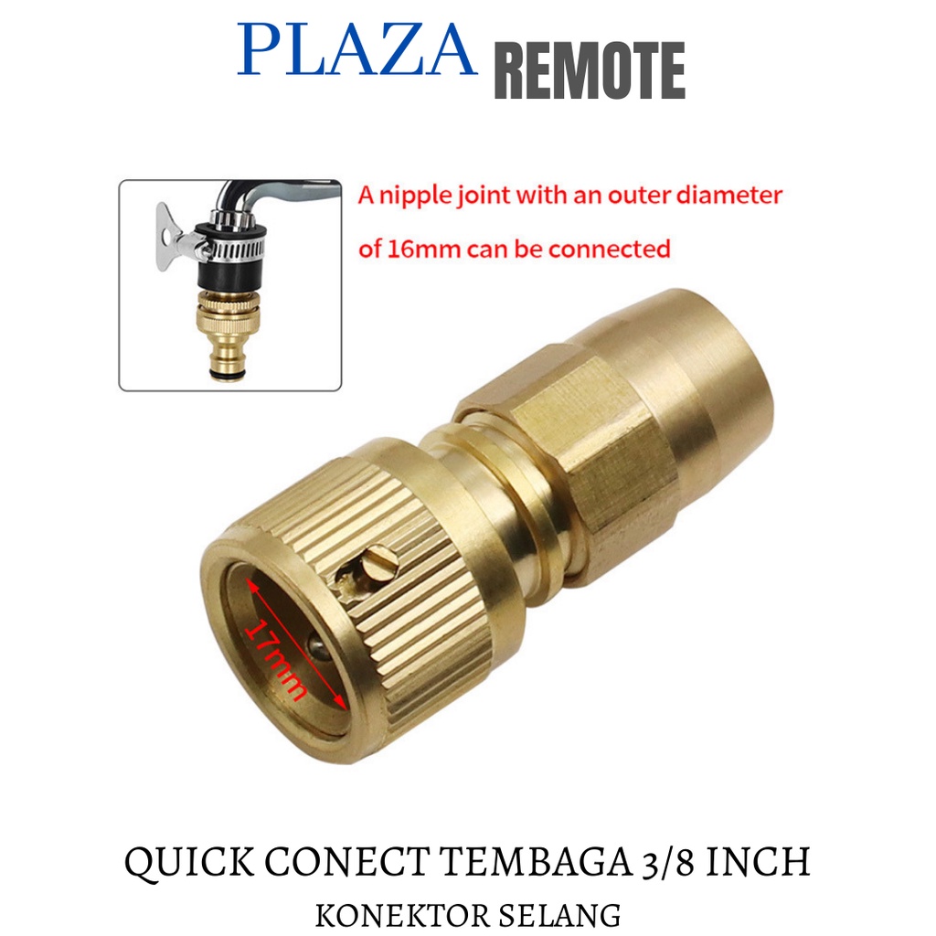 QUICK CONECTOR SELANG BAHAN TEMBAGA 3/8 INCH ALAT SAMBUNG SELANG DARI KRAN