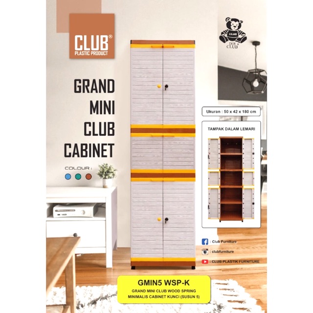 lemari plastik club susun 5 kunci grand mini