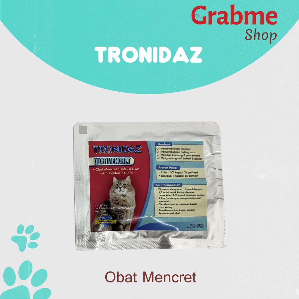 Obat Mencret kucing TRONIDAZ Sachet isi 10 kapsul