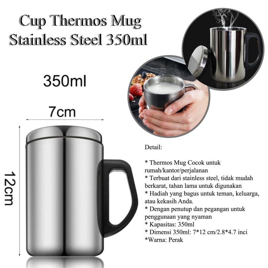 Gelas Mug Stainless 350ml Mug Water Portable Vacuum