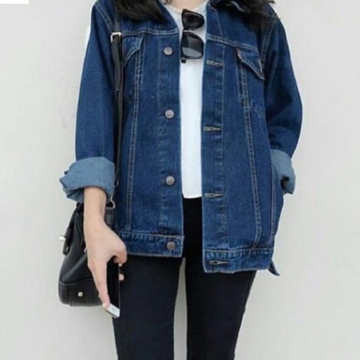 TERMURAH TERBARU POLOS MOTIF KOREA  KPOP KOREAN EXO BTS q/ Jaket jeans oversize biowash