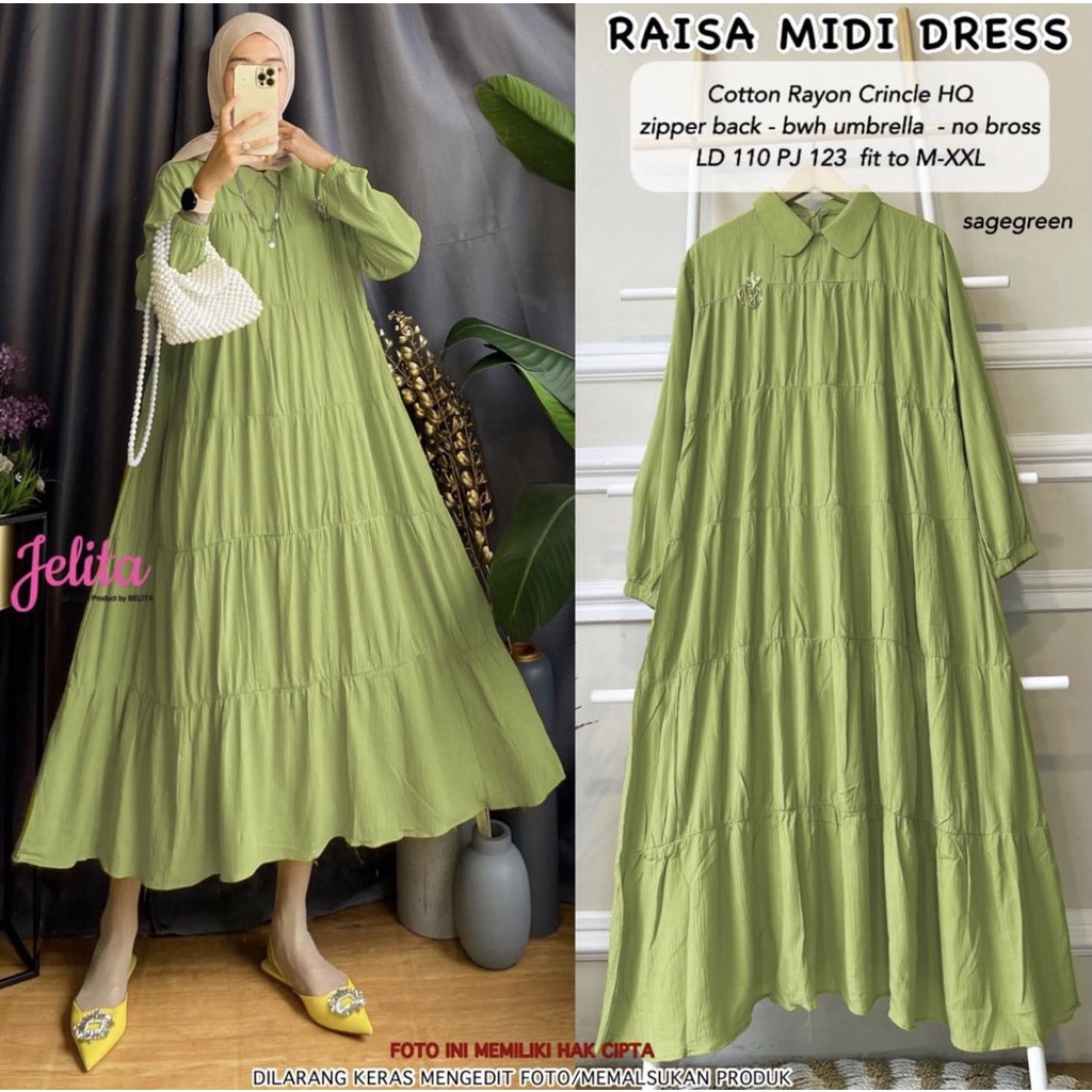 Raisa midi dress premium crinkle mayung