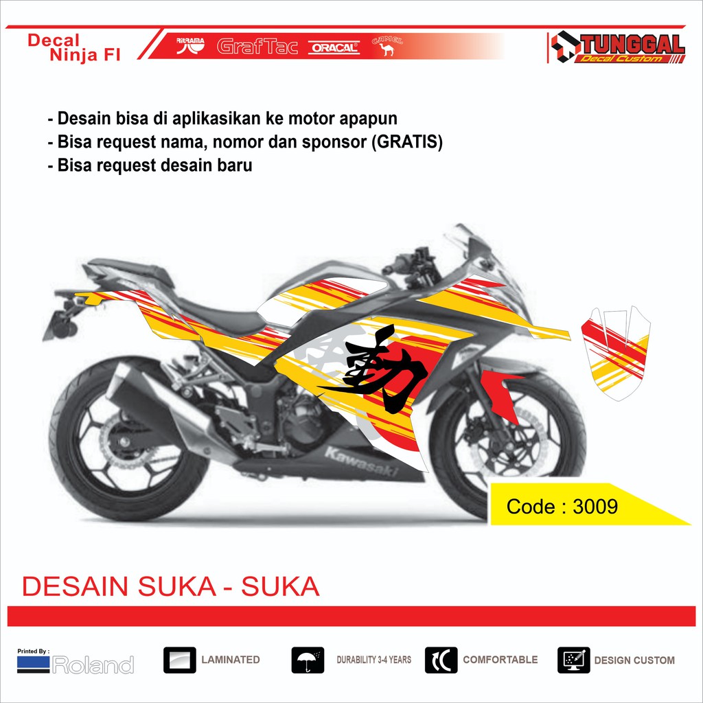 DECAL NINJA 250 FI ORANGE