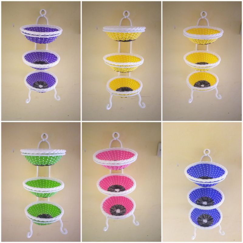 Rak Bawang Rotan sintetis Susun 3 gantung atau berdiri