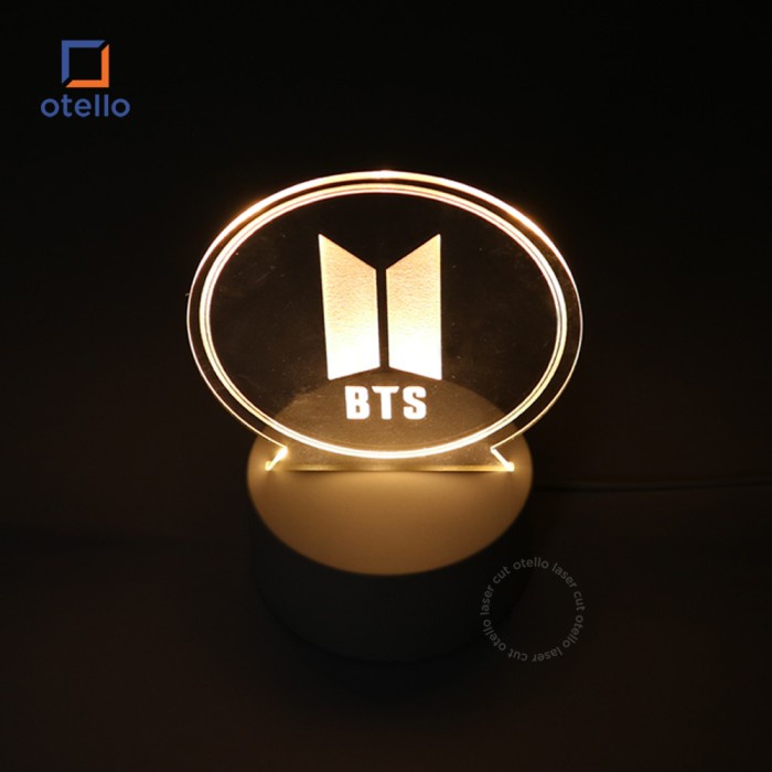 Acrylic Night Lamp BTS Logo | Lampu Tidur LED Hias Akrilik Kpop Army Hadiah Dekorasi Kpop Fan Merch