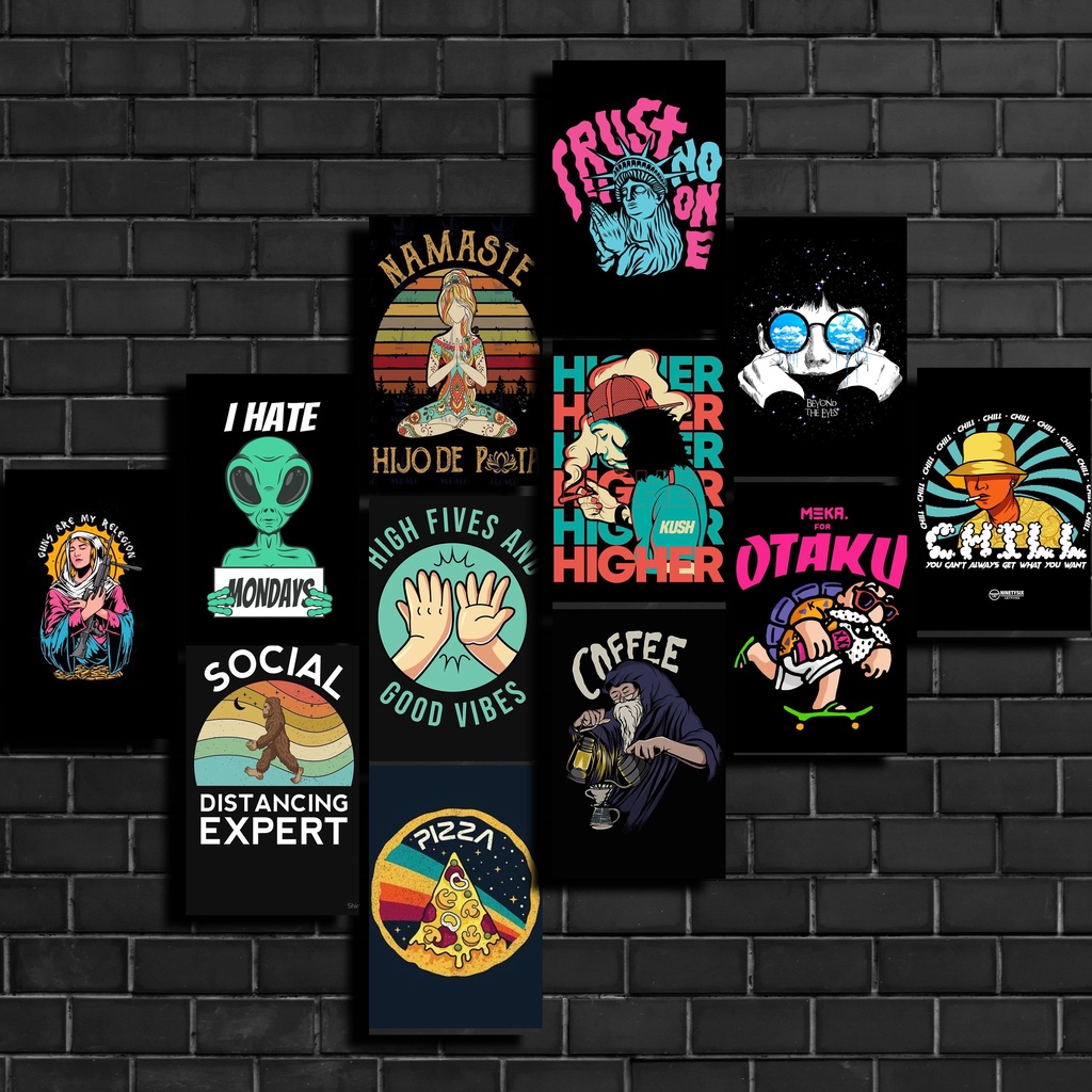 Murah (16PCS)  Poster dinding Band retro aesthetic Kamar Cowok Distro aesthetic wall collage wall ar