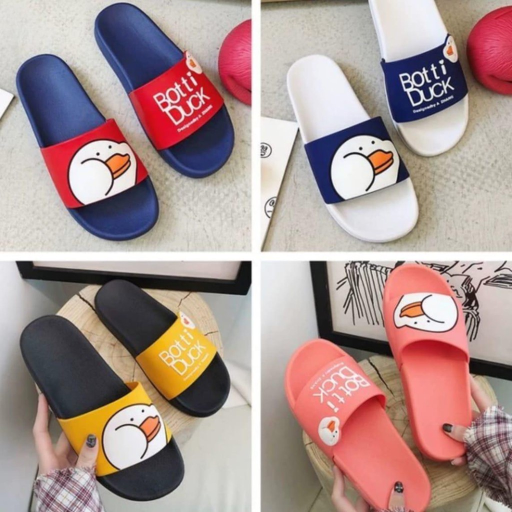 Sandal wanita karet / sendal slop wanita Karakter Timbul Botti Duck