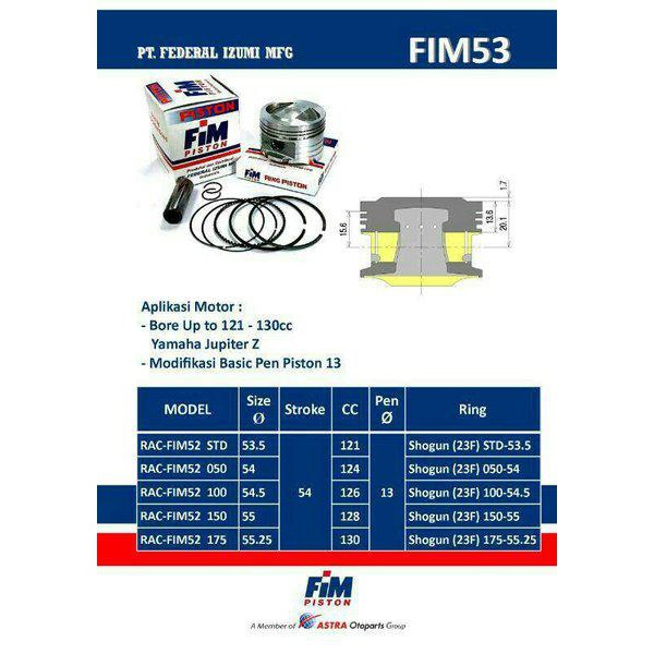 Sale Piston Kit Racing Fim Izumi 55.25Mm Pin 13
