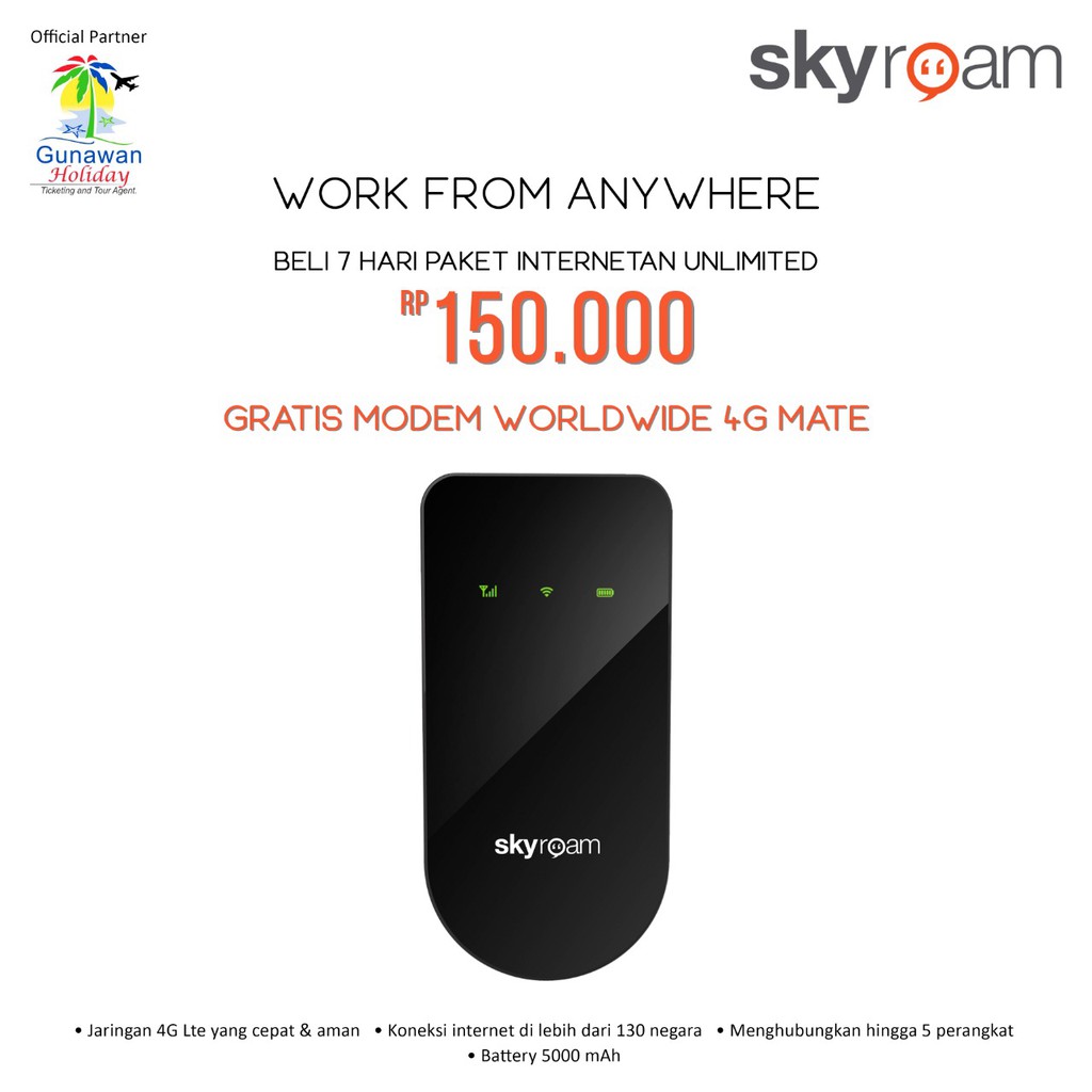 3HARI INTERNET UNLIMITED FREE MODEM SKY ROAM WORK FROM HOME