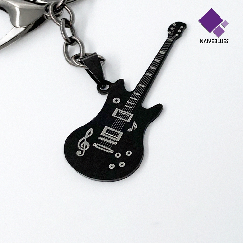 Kalung Bentuk Gitar Bahan Stainless Steel Untuk Pria