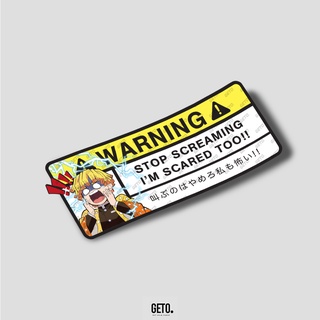Anime Car Warning Stickers - DEMON SLAYER ZENITSU (Premium Holographic Vinyl / Decals)