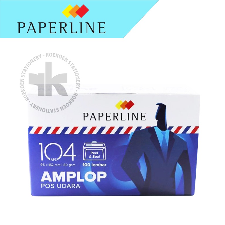 

Paperline Amplop Putih 104 Airmail 152 x 95mm Dengan Perekat (Dos Biru)