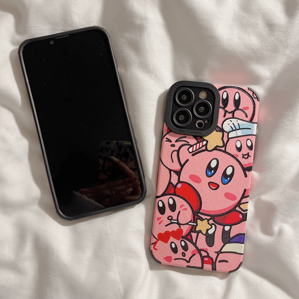 Kuromi Case Bahan Kulit Motif Kartun Kirby Untuk Iphone