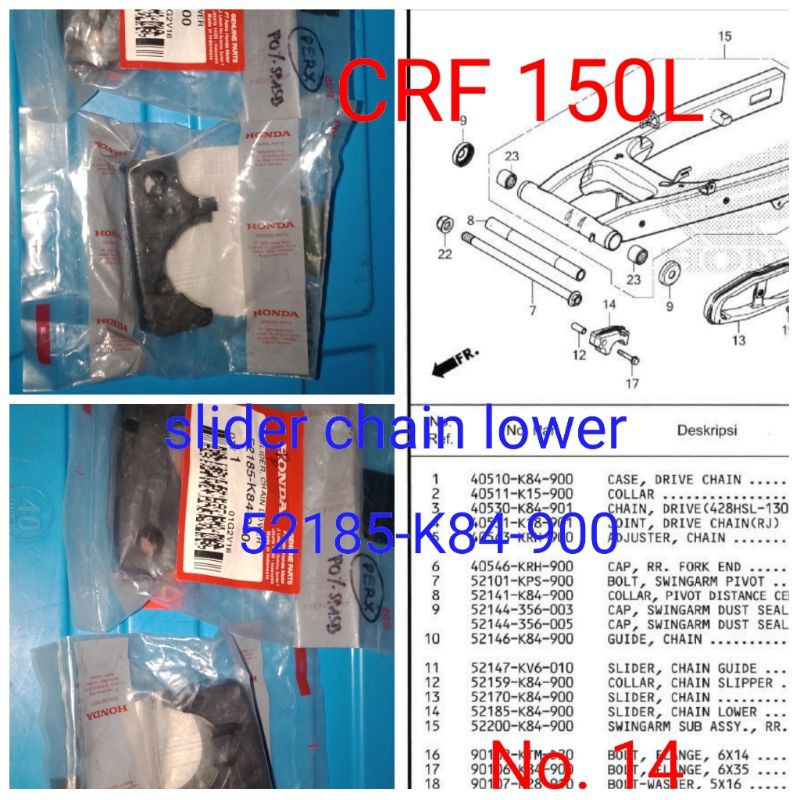 Slider Chain Lower CRF 150L Original AHM