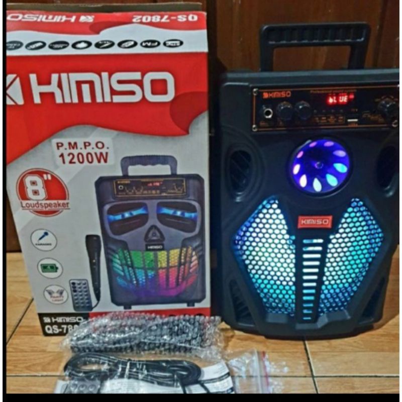 SPEAKER KIMISO / BRIAN POWER QS-780 8" INCH BESAR+MIC DAN REMOTE, SUARA BASS