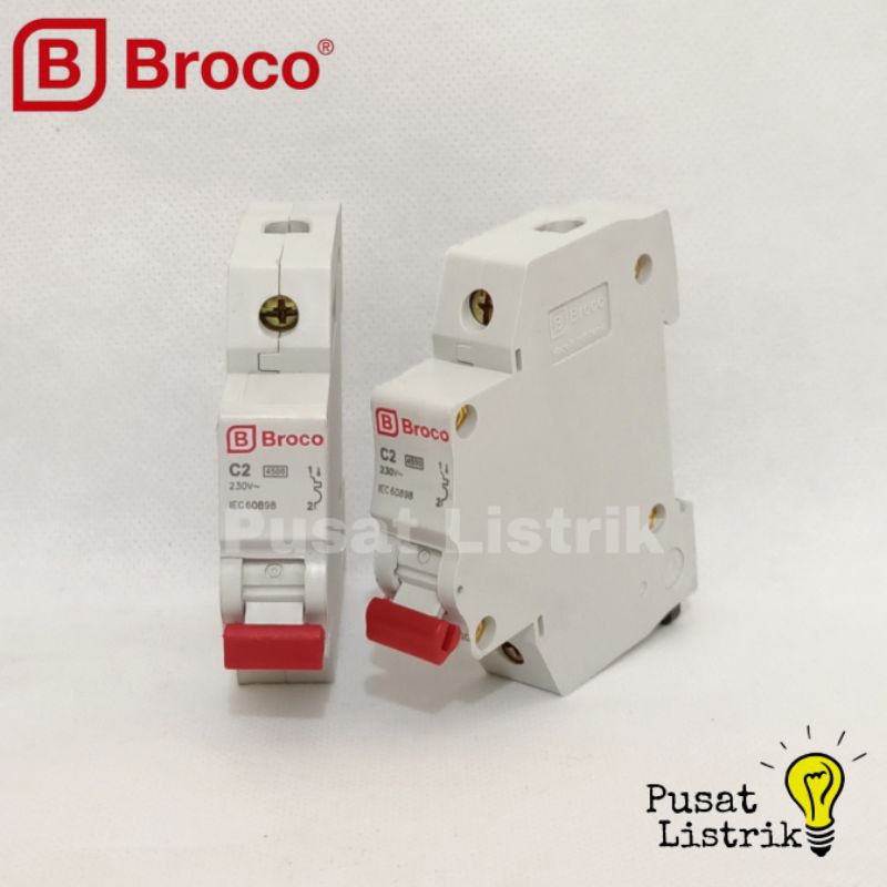 MCB 1 Phase 2A Broco Pemutus Arus Listrik 2Ampere Broco