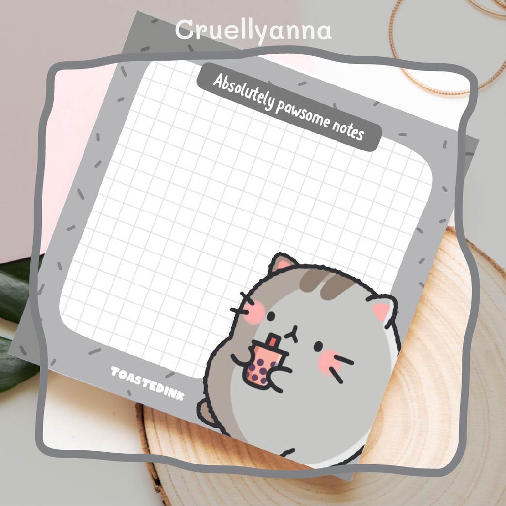 

Cat bubble tea Mini Grid, Kawaii Design, Cute Memo Pad - 019