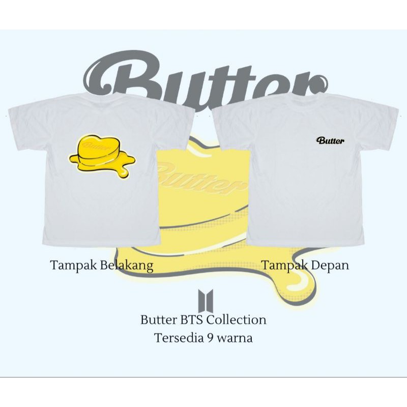 TERBARU EDISI FRONT BACK BUTTER BTS T-SHIRT UNISEX PREMIUM M L XL 2XL 3XL 4XL 5XL