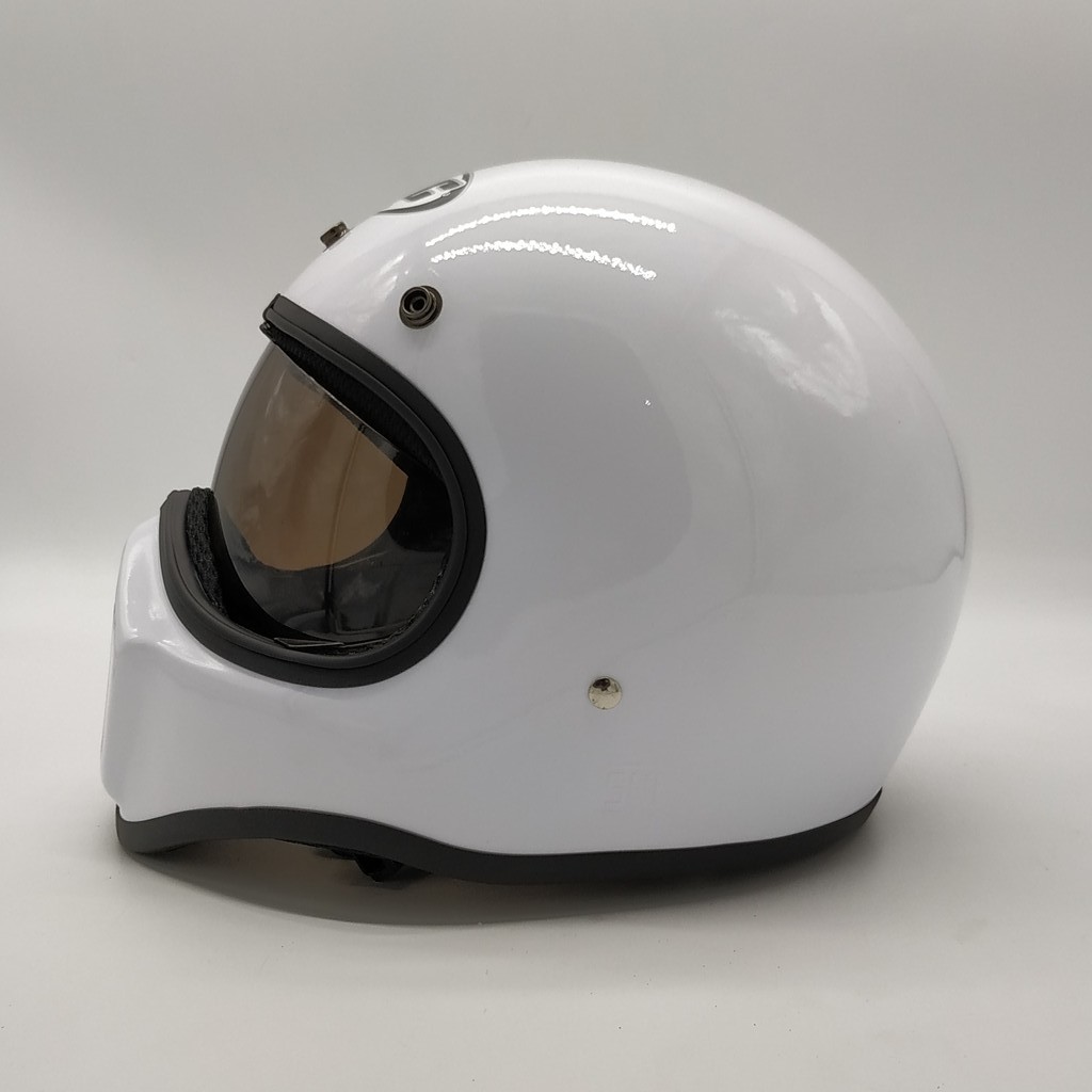 Helm Cakil HBC Polos White Glossy + Inner Visor ( Fullface / Retro / Klasik / Vespa )