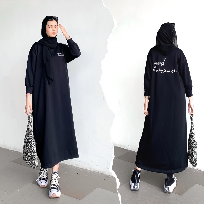 goodwoman midi dress - dress babyterry dress gamis sablon dress jumbo gamis oversize